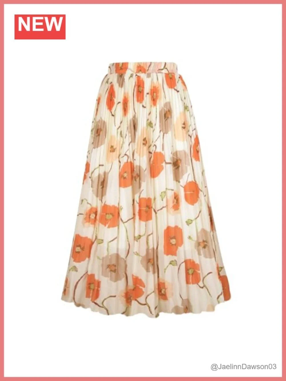 Women's Chiffon Pleated A-Line Midi Skirt Elastic High Waist Flowy